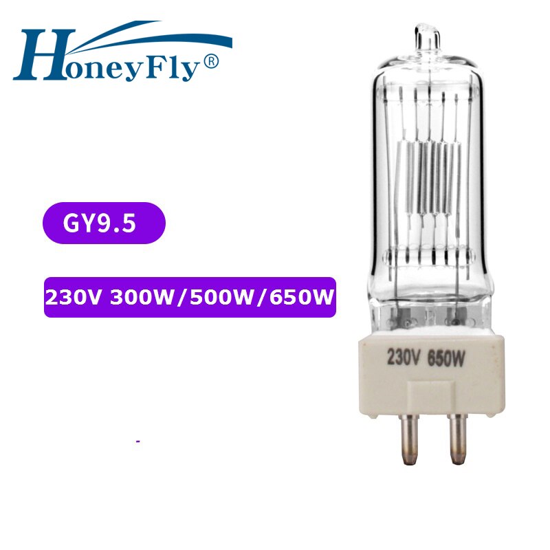 HoneyFly 할로겐 램프 전구, 캡슐 클리어, 싱글 엔드 포커스, 무대 조명 필름 및 텔레비전, 230V, 120V, 300W, 500W, 650W, 1000W, GY9.5